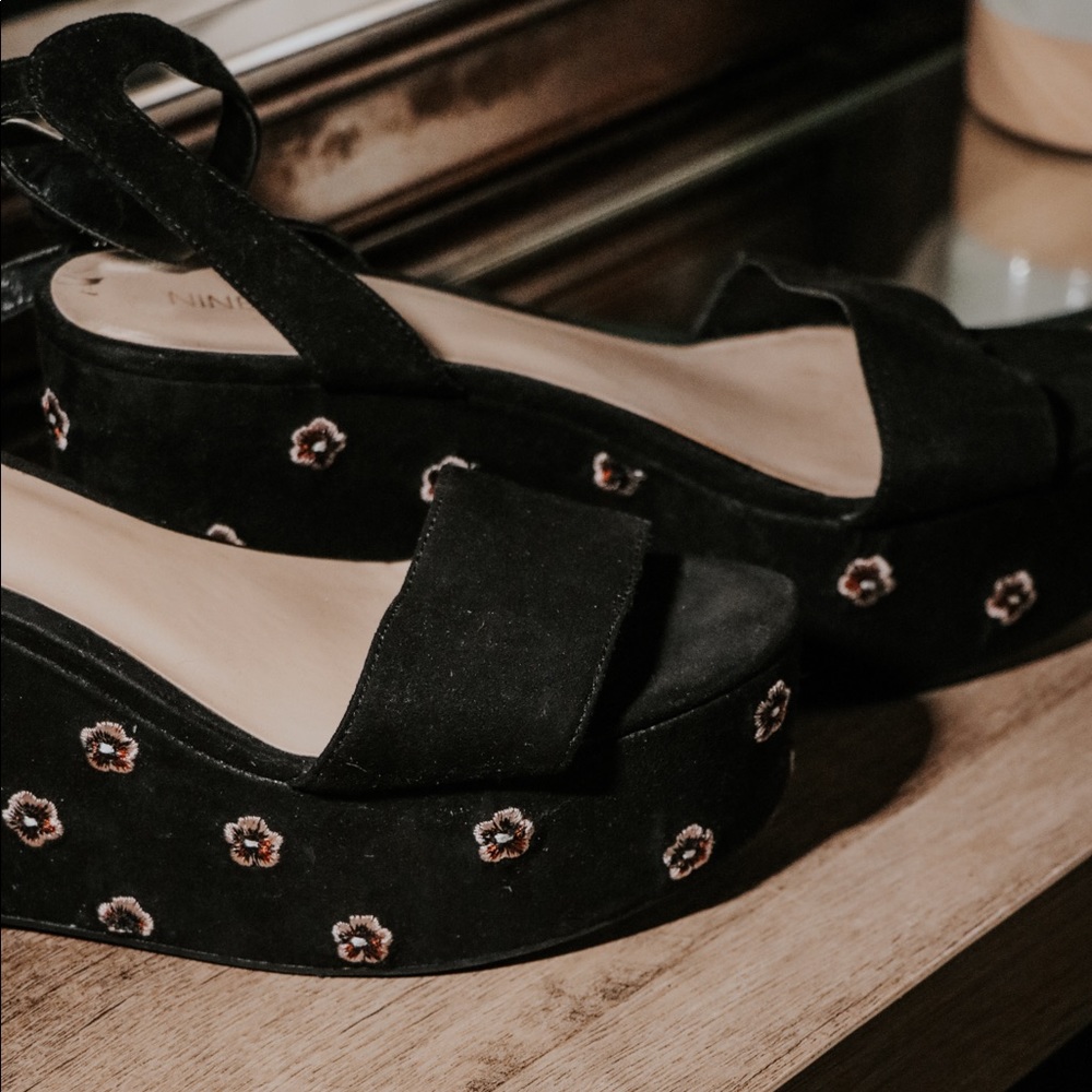 Black Floral Platforms